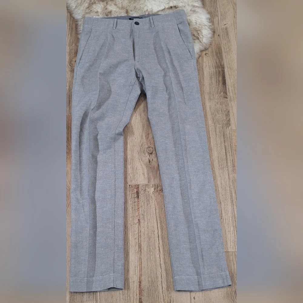 #987 Banana Republic Gray Multiweave Linen Trousers Sz 33